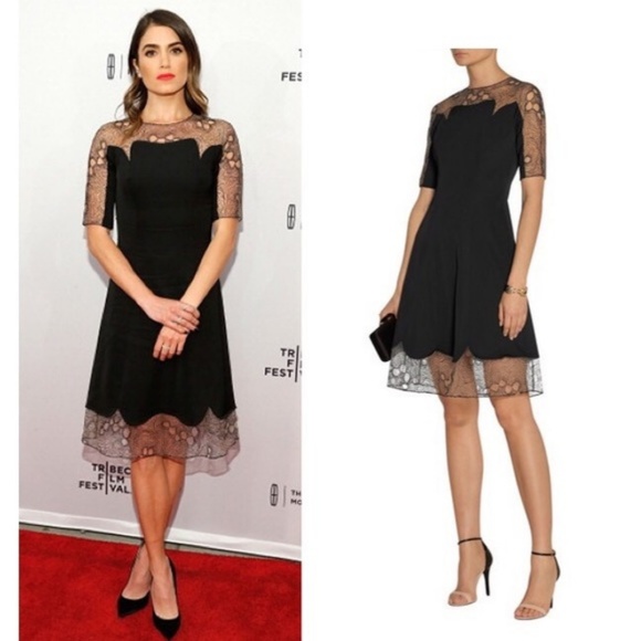 Lela Rose Dresses & Skirts - Lela Rose Black A-line Lace Trim Tulle Fit & Flare